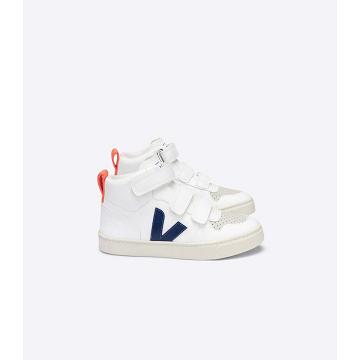 White/Blue/Orange Kids' Veja V-10 MID CWL High Tops | AU 707ILH